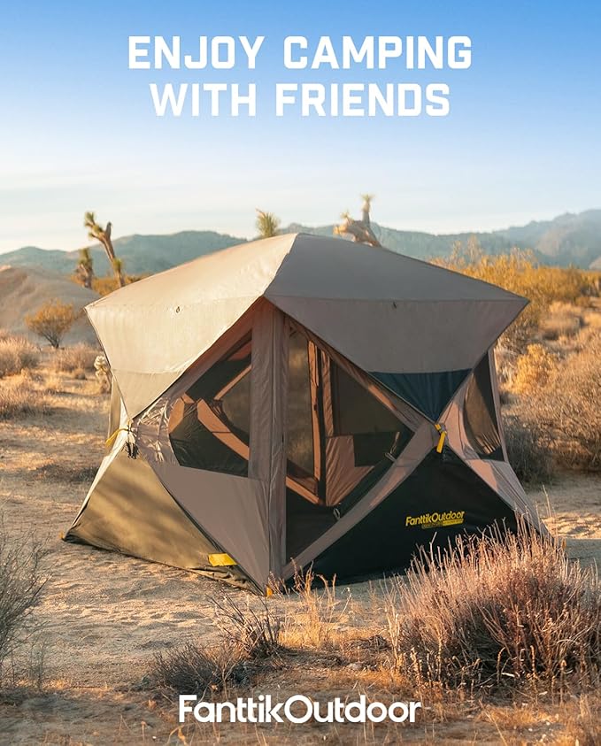 FanttikOutdoor Alpha C4 Ultra Camping Tent 4 Person Pop Up Instant Cabin Setup in 60 Seconds Portable Hub Tent with Rainfly &amp Windproof for Outdoor Camping &amp Overlanding