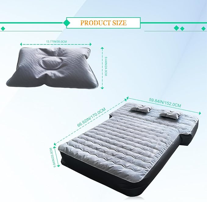 10In Ultra Thick Blow Up Air Mattress Camping Bed with Pump Compatible with Jeep JK JKU JL JLU Unlimited 4Door Toyota 4runner Ford Bronco 2022-2024 Subaru Forester 1998-2024