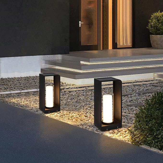 MIXL- Outdoor Solar Floor LanternIP67 Waterproof Landscape LightTall Flameless Outdoor Lamp Suit for Porch Garden Lawn and Driveway