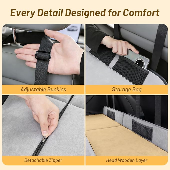 Car Bed for 2025-2026 Ford Bronco Foldable Non-Inflatable Memory Foam Camping Mattress Thickened Portable Trunk Sleeping Pad Air Mattress Upgrade for Camping &amp Travel Essentials With Storage B