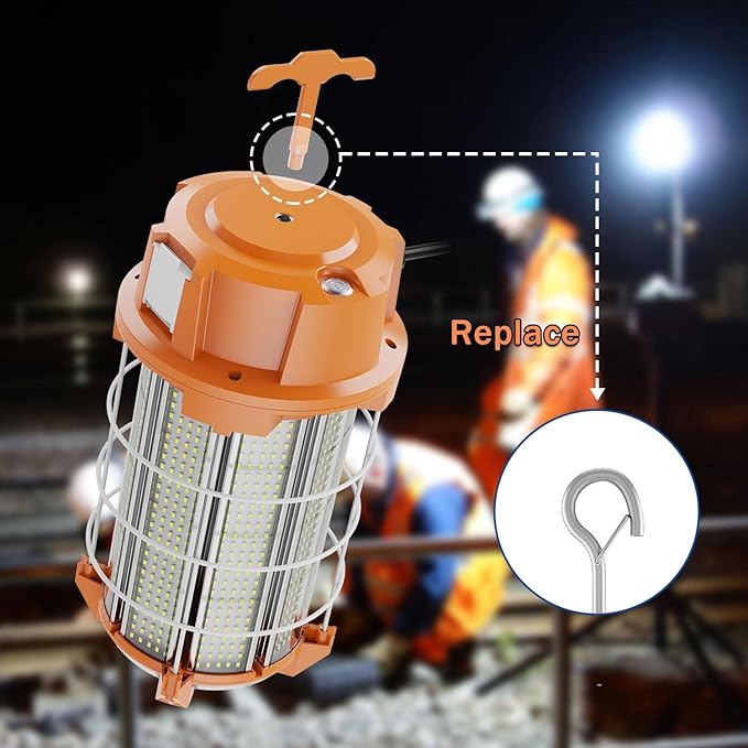 250W LED Temporary Work Light 37500 Lumens Construction Lights 5000K Portable Linkable IP65 High Lumen Super Bright Durable Job Site Lighting with ON/Off Button for Indoor and Outdoor Area Lighting