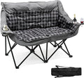 DoCred Double Camping Chair - Oversized Loveseat Padded Camp Chair 2 Person Camping Chairs for Adults Heavy DutyTwo Person Folding Chairs with Cup Holder for Outside Picnic Beach Travel
