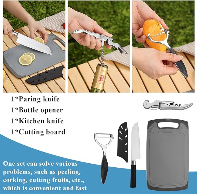 Kyraton Camping Cooking Set 15 Pack Camping Cookware Camping Supplies Portable Camping Kitchen Utensil Set Ldeal for Backpacking Barbecuing Camping and Hiking Trips.