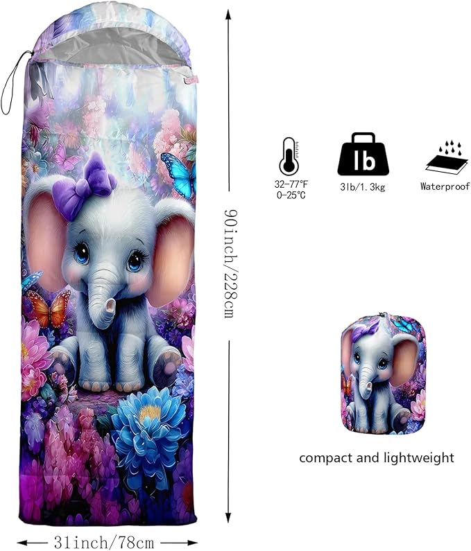 AILONEN Cartoon Camping Sleeping Bag for Boys Girls AdultsLightweight &amp Waterproof3 Season Warm &amp Cold WeatherPortablePrinted Sleeping BagTravelingCampingHiking