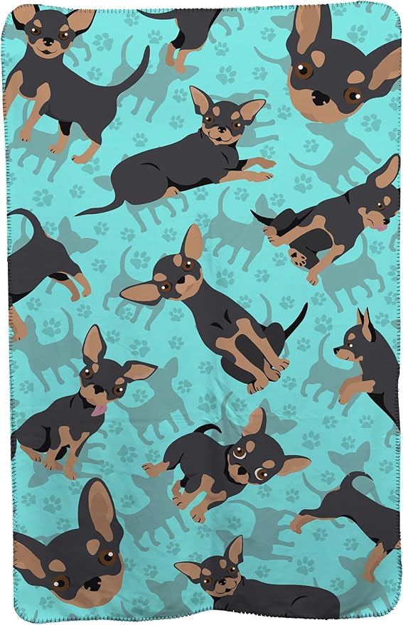 Caroline's Treasures MLM1067TBLT Black and Tan Chihuahua Soft Travel Blanket with Bag Airplane Blanket Indoor Outdoor Camping Blanket for Traveling Picnics Beach Trips Concerts