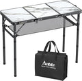Anbte Folding Camping Table Aluminum Small Folding Table 3 Adjustable Height Max 27.5 Portable Table with Carry Handle Lightweight for Outdoor Indoor Travel Camping Picnic BBQ 34.6 x 15.7