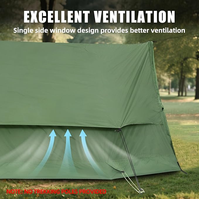 2-Person Trekking Pole Tent for Backpacking - Ultralight 2 Person Backpacking Tent Lightweight Waterproof Two Person A-Frame Hiking Shelter for Outdoor Camping Scouts Trekkers (No Poles)