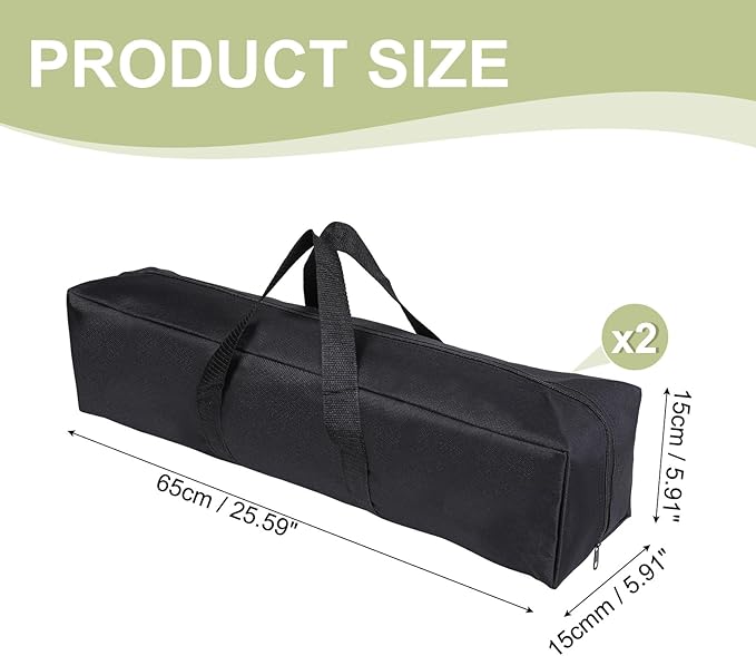 Camp Chair Replacement Bag Camping Folding Chair Storage Bag Large Zippered with Handle Strap 26 x 6 x 6 Inch Fit for Outdoor Travel Tent Storage (2 Pack Black)