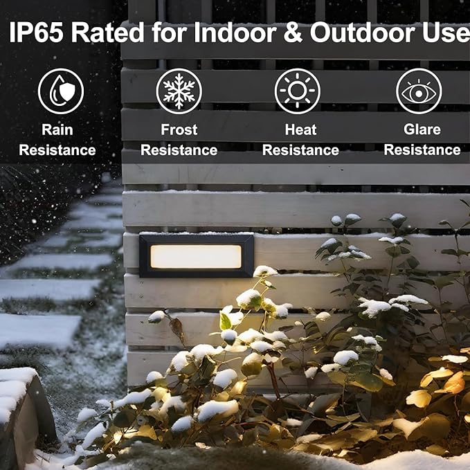 ZONK Upgraded Dimmable 3 Color LED Outdoor Indoor Step Lights 3000K/4000K/5000K 3W 180lm Waterproof IP65 Deck Stair Light Retaining Wall Lights 3 Pack
