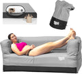 Slouch Couch | Air Sofa with Built-in Pump Hidden Cup Holders Storage Pockets | Durable Blow Up Couch with High-Performance Fabric for Camping Beach Home &amp Outdoors (Harbor Gray)