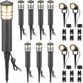 SUNVIE 12-Pack Low Voltage Landscape Lighting Kit LED Bollard Pathway Lights Wired with Spotlights for Garden Path Yard Patio Cast-Aluminum IP65 Waterproof 12-24V AC/DC 3000K Warm White Black