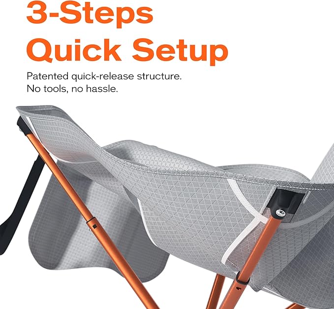 Unigear Compact Camping Chair for Adults Lightweight Portable Folding Chair 2.6lb 3 Steps Easy Setup &amp Fold for Outdoor Hiking Fishing Travel Backpacking