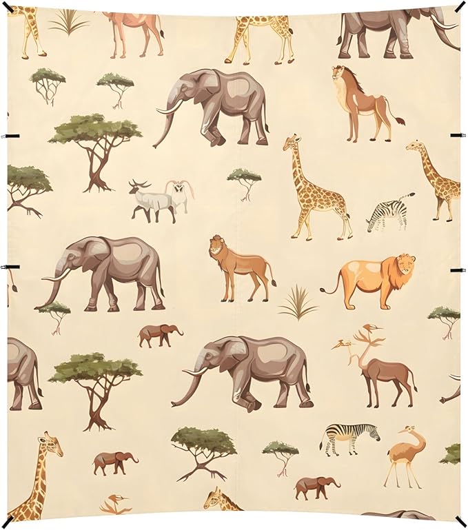 African Animals Camping Sun Shelter Beach Tent Portable Beach Sun Shade Outdoor Canopy for Camping Trips Fishing Picnic