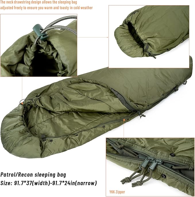 MT Army Military Modular Sleeping Bags System Multi Layered with Bivy Cover for All Season Woodland/Multicam