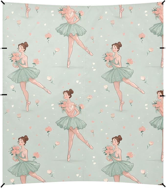 Flower Ballet Dancer Pattern Camping Sun Shelter Beach Tent Portable Beach Sun Shade Outdoor Canopy for Camping Trips Fishing Picnic