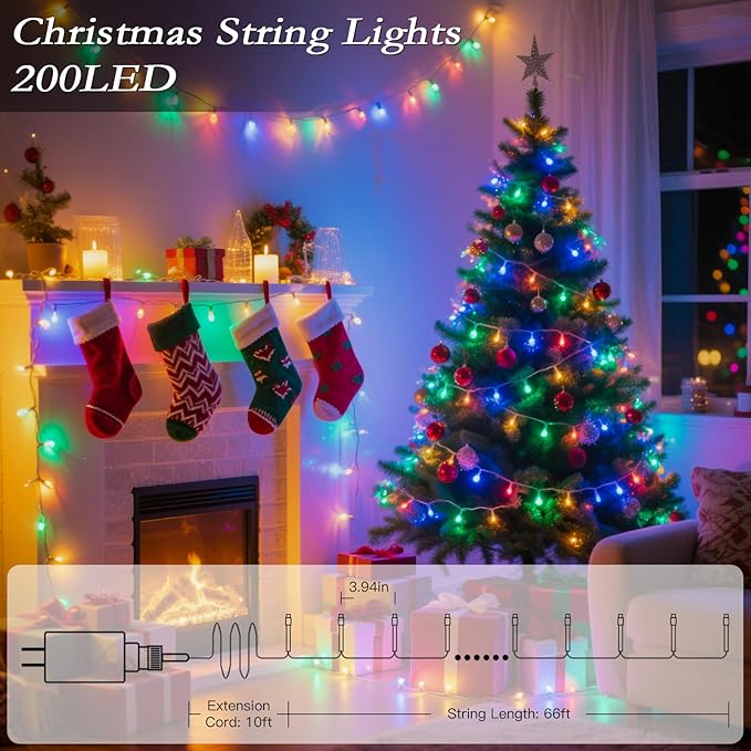132FT 400 LED Christmas Tree Lights Bright Multicolor Outdoor Christmas String Lights for House Fairy Lights with 8 Modes Waterproof &amp Durable Indoor Outdoor Decor Timer Included