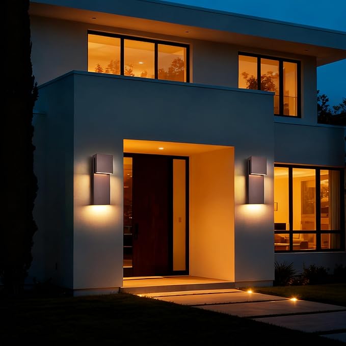 15IN Outdoor Wall Sconce FixtureDusk to Dawn Patio LightsWaterproof Exterior LampModern Wall Mounted with 17W 3000K LED Bronze FinishOutside Lights for House Front Door Entryway