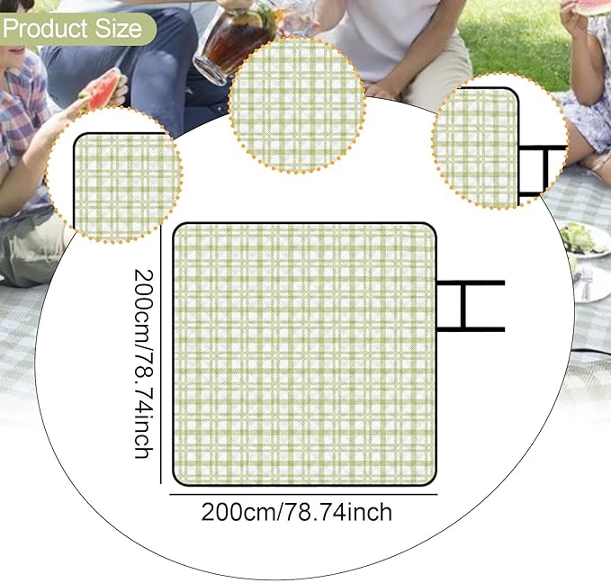 Outdoor Blanket 78.74inchx78.74inch Beach Mat Waterproof for Travel