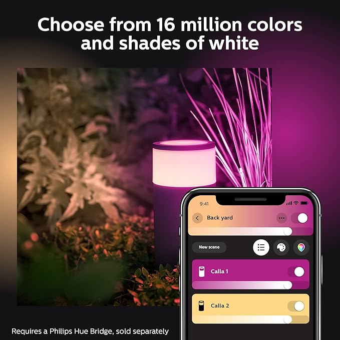 Philips Hue Calla Outdoor Smart Pathway Light 1 Pack White &amp Color Ambiance Walkway LED Lights Weatherproof Low Voltage Lighting Requires Bridge and Power Supply Control with App and Voice