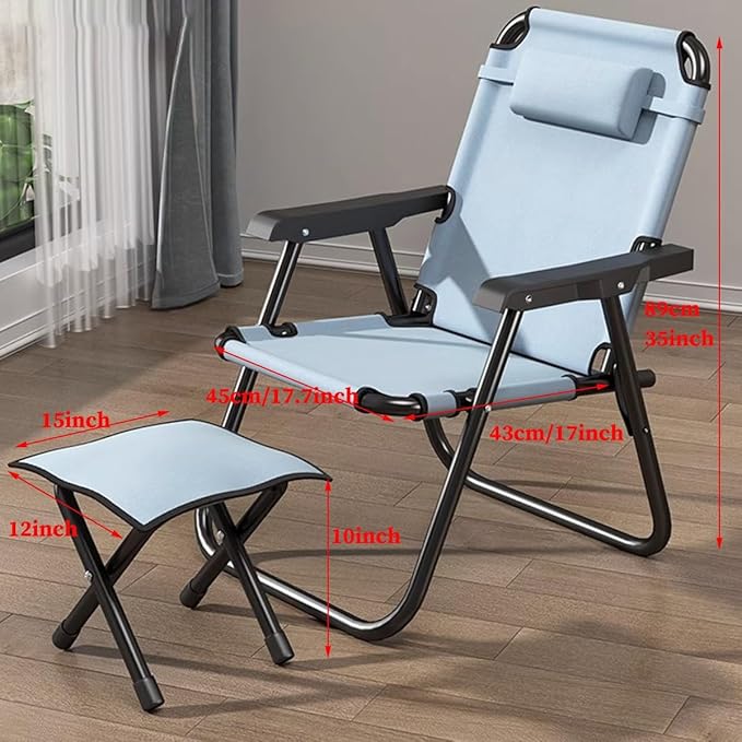 Outdoor Folding Dining Chairs Folding Lawn Chairs Camping Beach Chair Foldable Outdoor Sling Chairs Portable Chairs for Patio Backyard Camping and Porch (Color : /Blue Size : with Foo