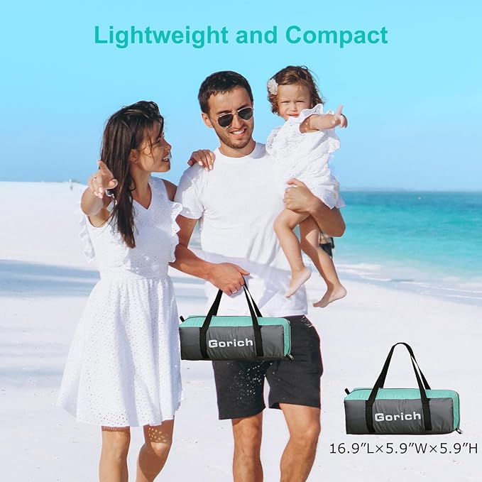 Gorich Beach Tent Sun Shelter with UPF50+ UV Protection for 1-2/3/4-5/6-7 Person Lightweight &amp Portable Beach Shade Canopy with 2 Zippered Doors Easy Setup Family Beach Umbrella