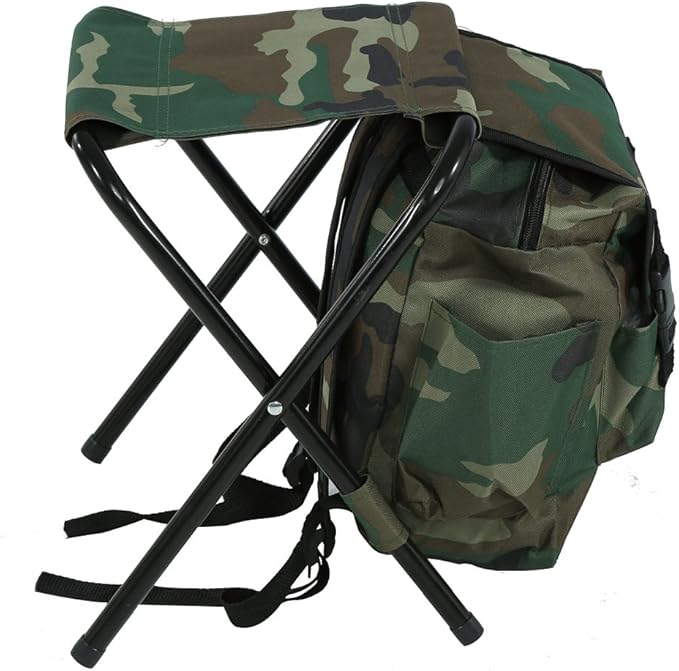 Foldable Camping Fishing Bench Folding Convenient Carrying Seat with Storage Bag Camouflage
