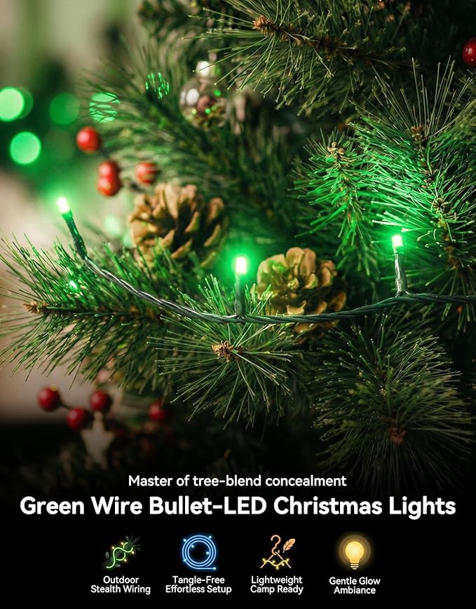 LitHome 99FT 300 LED String Lights Outdoor Waterproof 8 Modes Christmas Lights Plug in Green Wire Green String Light with Timer &amp Memory Function Tree Light Outdoor for Xmas Garden Patio Decor