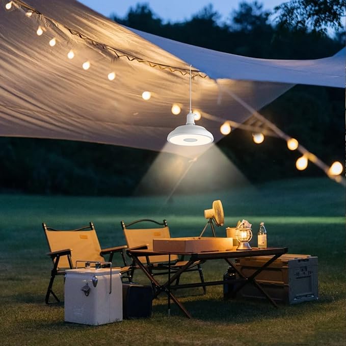 HOREVO Outdoor Plug-in Pendant Light: Modern Farmhouse Hanging Fixture Remote Control Bluetooth Speaker Color-Changing LED - Ideal for Patio Deck Garden and Outdoor Entertaining