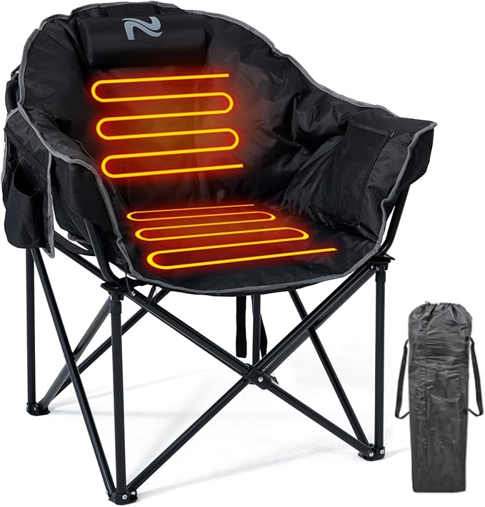Lilypelle Oversized Heated Camping &amp Patio Lounge Chairs - 3 Heat Levels Portable Folding Moon Saucer Chair for Outdoors &amp Camping