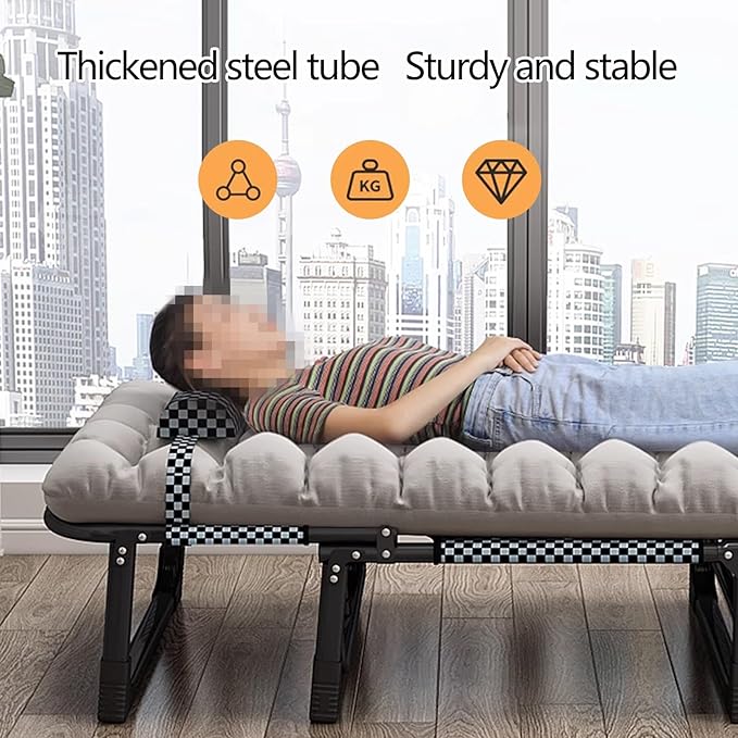 Fold Up Beds for Adults 4 Speed Adjustable Backrest with Removable Headrest Portable Folding Bed Cot Lounge Chair for Beach Lawn CampingYellow-190 * 75 * 28cm