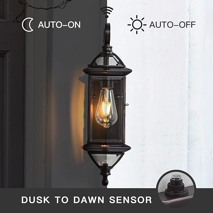 Copper Dusk to Dawn Outdoor Wall Lights Exterior Light Fixtures Porch Light Wall Mount18.5''H Outside Lights for HouseGaragePorch PatioOil-Rubbed Bronze 1 Pack with E26 Socket