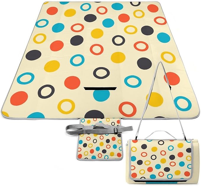 Modern Mid Century Seamless Abstract Pattern Waterproof Outdoor Picnic Blanket Sandproof Beach Mat for Camping Hiking Grass Travelling