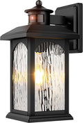 Motion Sensor Outdoor Wall Lantern Updated Dusk to Dawn Outdoor Lighting Exterior Light Fixtures Black Porch Lights &amp Outside Wall Sconces with Water Rippled Glass for Patio Garage Entryway Hou