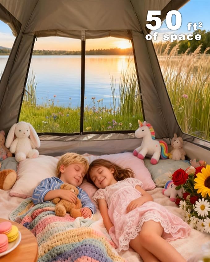 Instant Camping Tent 2/4 Person – 30-Second Quick Setup – Medium Outdoor Portable Tent for Family Camping &amp Outdoor Activities