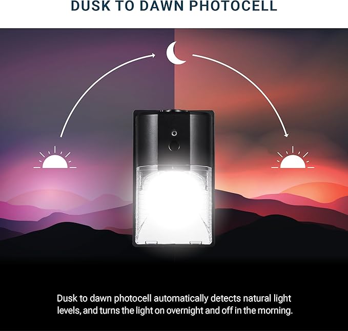 PARMIDA (2 Pack) Mini LED Wall Pack Light 26W Dusk to Dawn Photocell Sensor 3000lm 150W Equivalent IP65 Waterproof 5000K ETL 100-277VAC Outdoor Wall-Mount Area Exterior Security Lighting Black