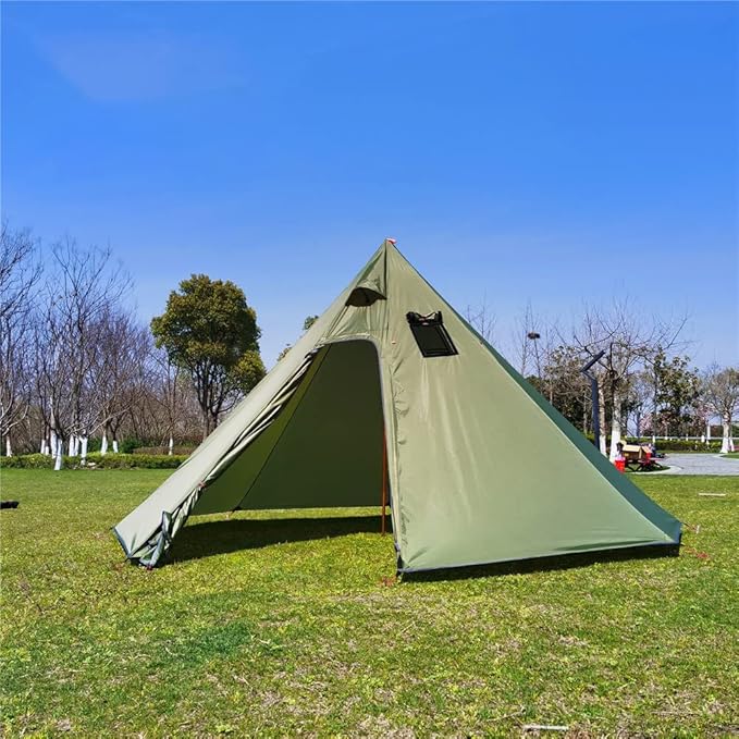 Tipi Hot Tent with Fire Retardant Stove Jack for Flue Pipes 2~3 Person Lightweight Teepee Tents for Family Team Outdoor Backpacking Camping Hiking
