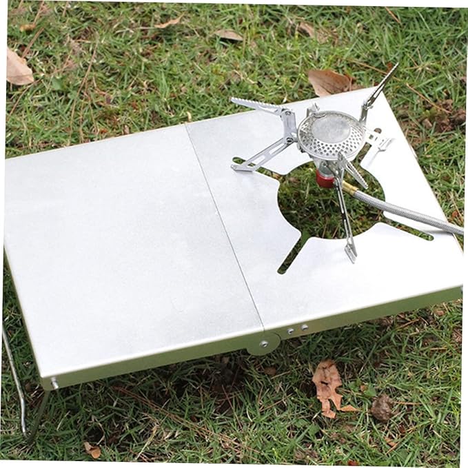 1set Portable Camping Table Lightweight Outdoor Picnic Desk Silver Finish Easy to Clean and Transport for Indoor and Outdoor Use