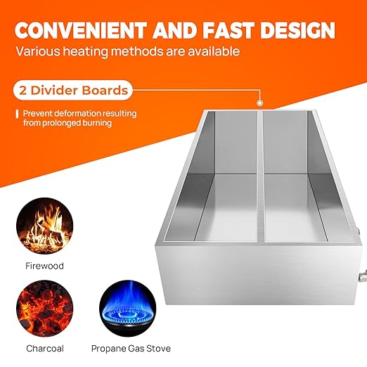 48x24x9.5 Inch Maple Syrup Evaporator PanEvaporator Pan for Boiling Maple Syrup with ValveThermometer