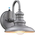 LONEDRUID Dusk to Dawn Sensor Outdoor Gooseneck Barn Light Fixtures Silver Exterior Wall Sconce Lighting Waterproof Outside Porch Lantern Rustic Farmhouse Wall Mount Lamp for House Garage Patio