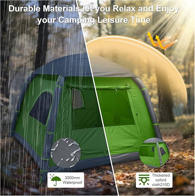 Inflatable Tents for Camping2/4 Person Easy Setup Blow Up Tents for 4 Seasons Waterproof InflatableTent for Camping Air Glamping Tents for Camping Adult