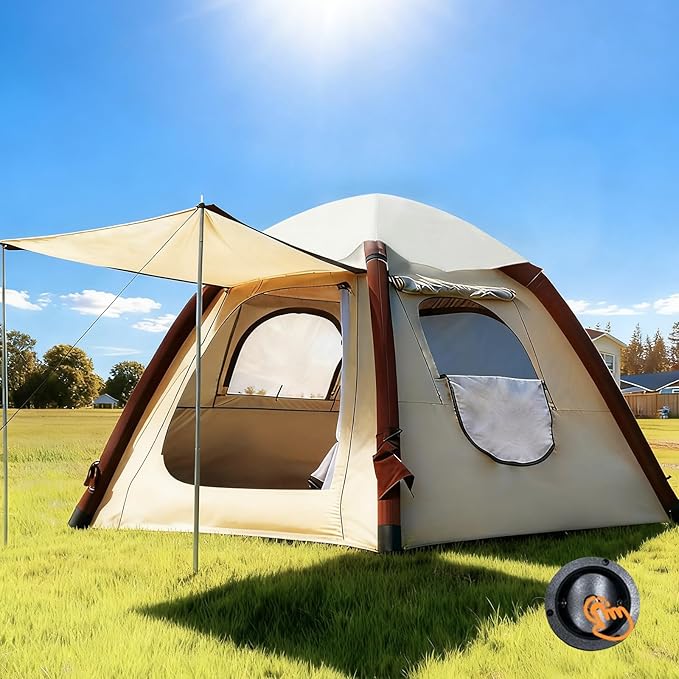 Automatic Inflatable Tent with Air Pump Family Tents for Camping Windproof Waterproof 3 Person Tent Easy Set Up in 2-3 Min Camping Essentials for Backyard Outdoor