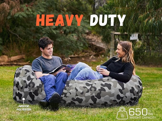 WEKAPO Inflatable Couch Air Lounger Chair - Camping &amp Beach Accessories Portable Blow up Sofa for Hiking Lawn Indoor/Outdoor Movies &amp Music Festivals. Lightweight and Easy to Set Up Air Ham