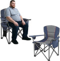 2 Pack Heavy Duty Oversized Camping Chair for Adults 400lbs w/Lumbar Support - Folding Chairs with Side Pocket Cup Holder &amp Cooler Bag for Beach Fishing Lawn Backyard Navy Blue