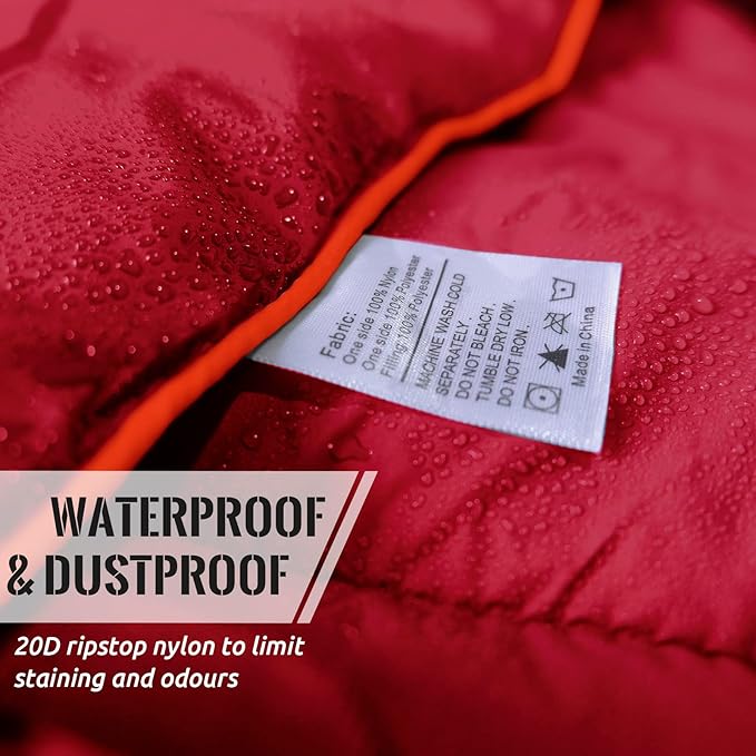 Outdoor Puffy Camping Blanket Lightweight Down Alternative Puffy Printed Camping Large Ultra Warm Hammock Top Quilt Waterproof Blanket for Traveling Picnic Beach Party Cold Weather (Red)