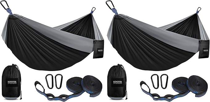 Kootek Camping Hammock Portable Hammocks with Tree Straps &amp Attached Carry Bag Camping Essentials Gear Perfect for Outside Indoor Hiking Beach Backpack Travel