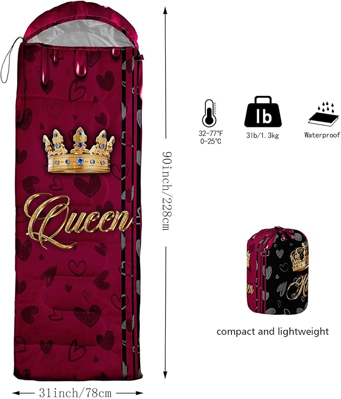 QOOMO Camping Sleeping Bags3 Season Warm &amp Cool WeatherLightweightWaterproof Sleeping Bags for Adults &amp KidsTravelingand OutdoorsCamping Gear Equipment