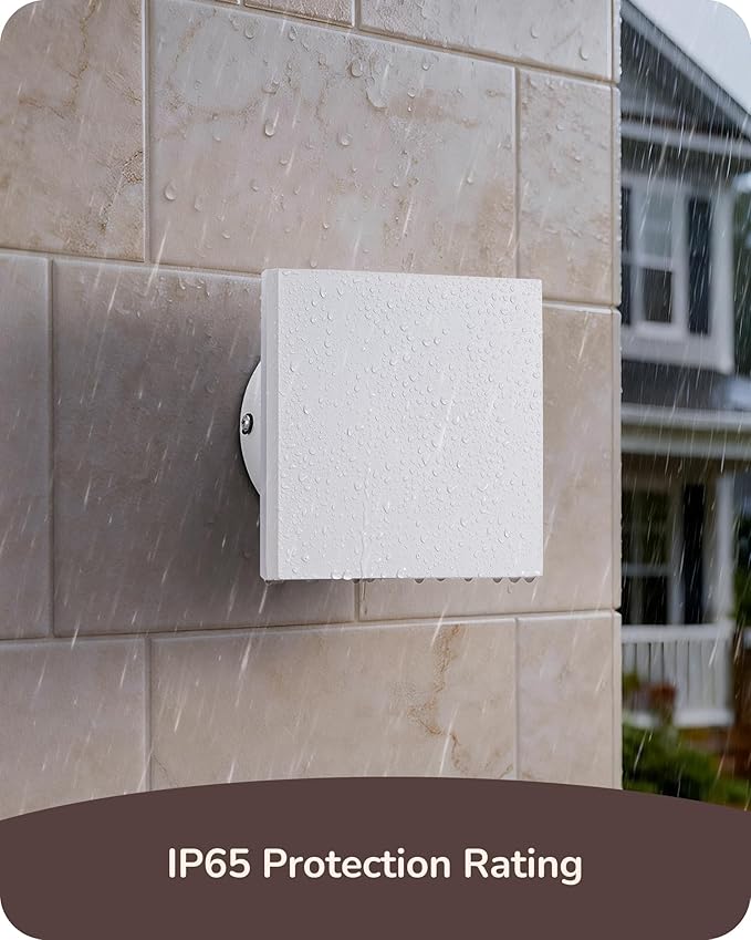 EDISHINE 2 Pack LED Outdoor Wall Lights Exterior/Interior 3000K-5000K Dimmable Wall Sconce Small Square Modern Exterior Lighting Fixtures IP65 Waterproof Aluminum Outside Porch Light White