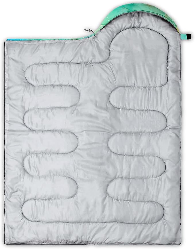 Kids Sleeping Bag for Boys GirlsGreen Theme Print-Lightweight Warm Portable Outdoor Indoor-Waterproof Cold Weather Resistant Sleeping Bag for Camping Hiking(Green Theme)