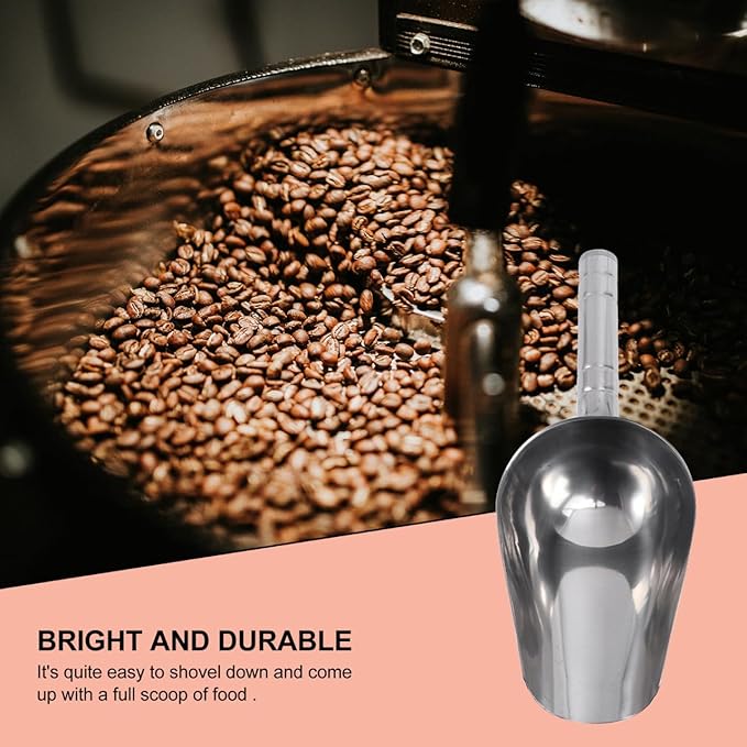 POPETPOP Multifunctional Pet Food Scoop 2 Cup Stainless Steel Shovel for Dry Food Measuring and Serving 9.05X3.34X3.54In Easy to Clean Durable Metal Scoop for Dog Cat Bird Supplies