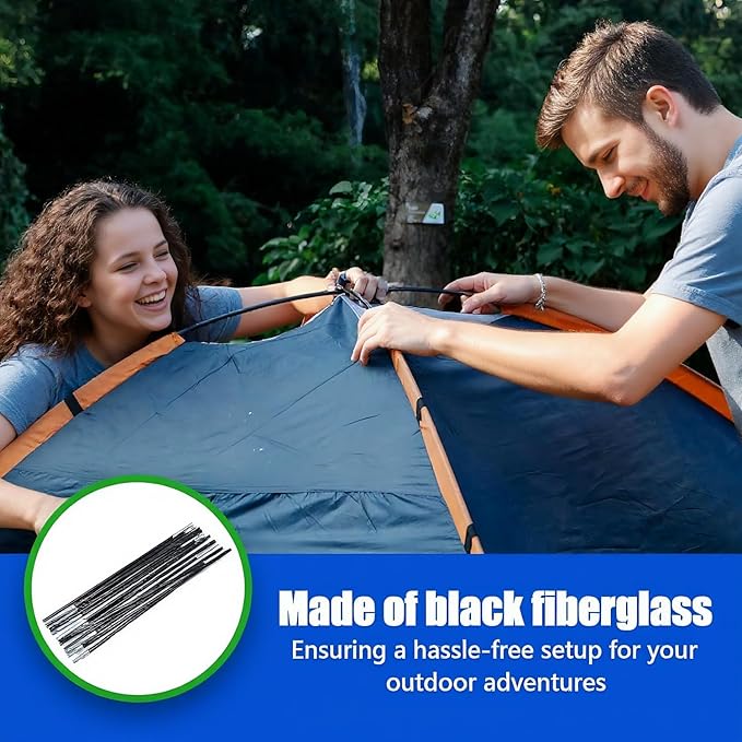 Tent Tarp Poles 4.9M/16.1ft Universal Fiberglass Camping Tent Pole Bars Camping Awning Poles Support Frames Kit for Camping Hiking Canopy